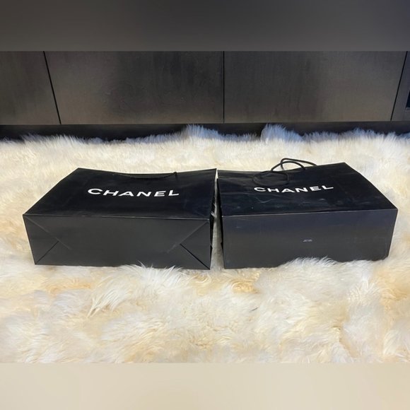 Set of 2 Chanel Vintage Shopping Bags Black authentic - Picture 2 of 8